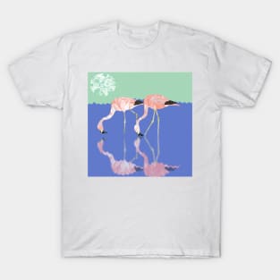 Marbled Paper Wading Flamingos T-Shirt